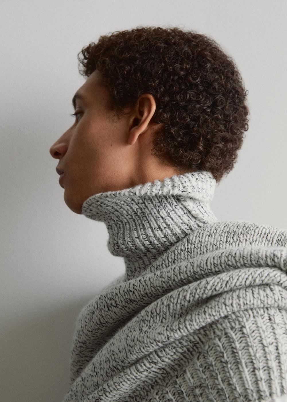 MANGO MAN - Wool turtleneck sweater light/pastel greyMen Product Image