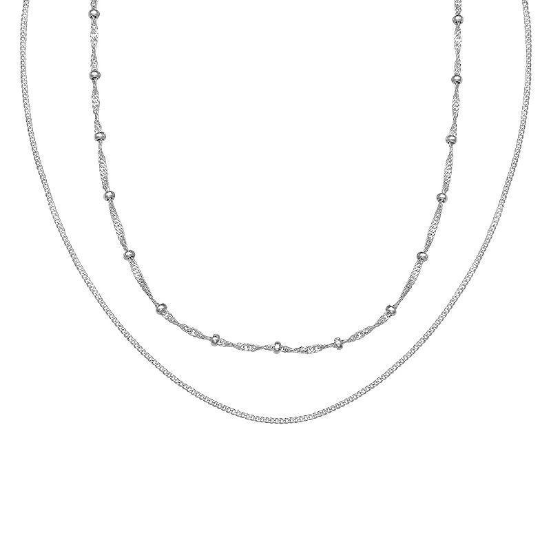 Aurielle Curb & Singapore Chain Necklace Set, Womens Silvertone Product Image