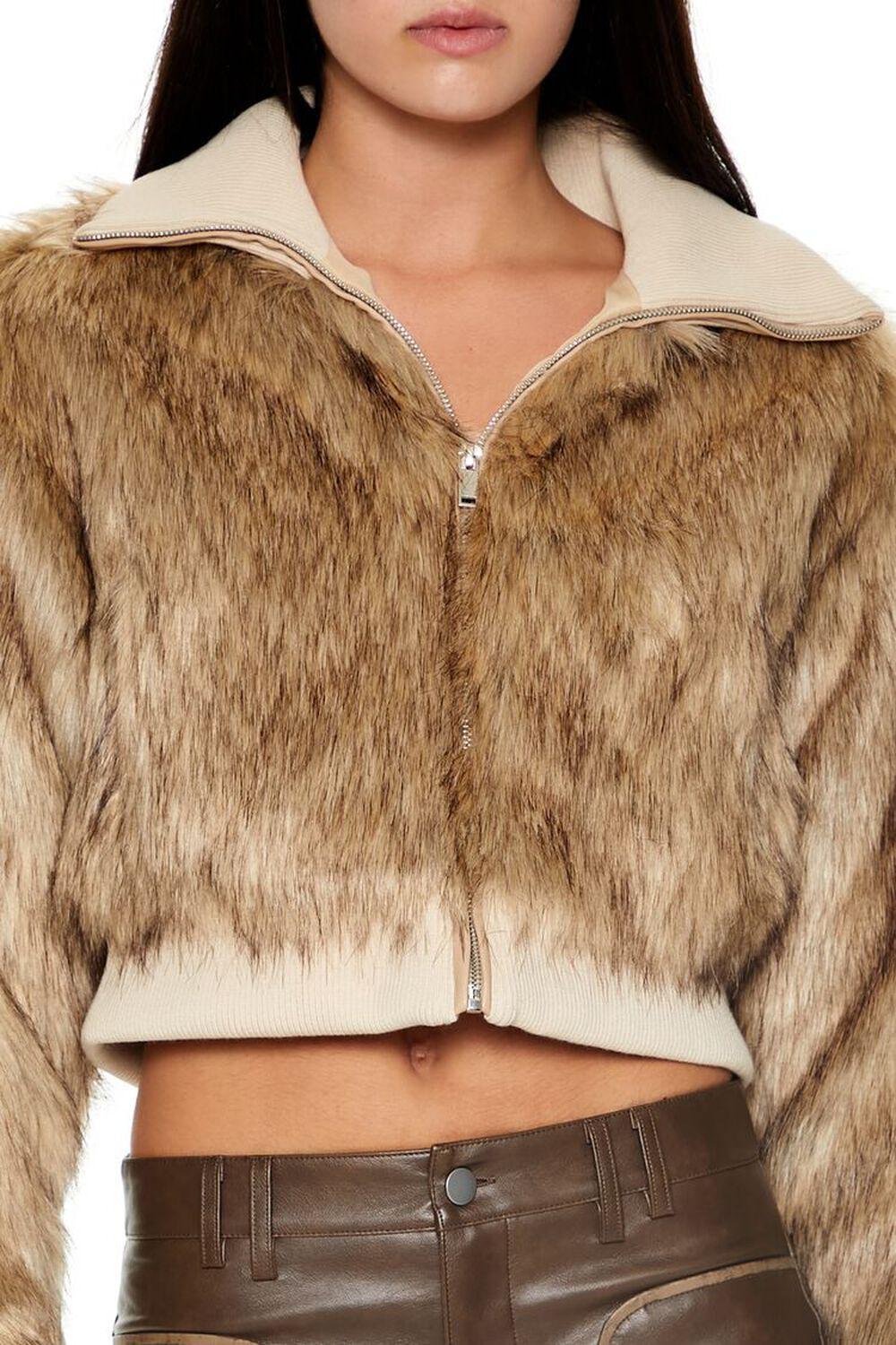 Cropped Faux Fur Bomber Jacket | Forever 21 Product Image