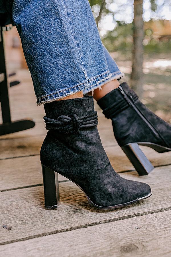 The Luna Faux Suede Bootie In Black Product Image