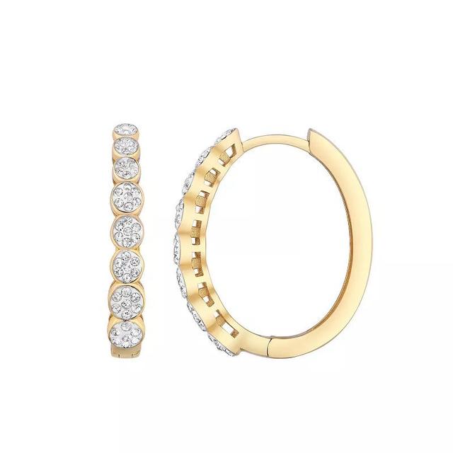 Chrystina Crystal Graduated Halo Oval Hoop Earrings, Womens, Gold Tone Product Image