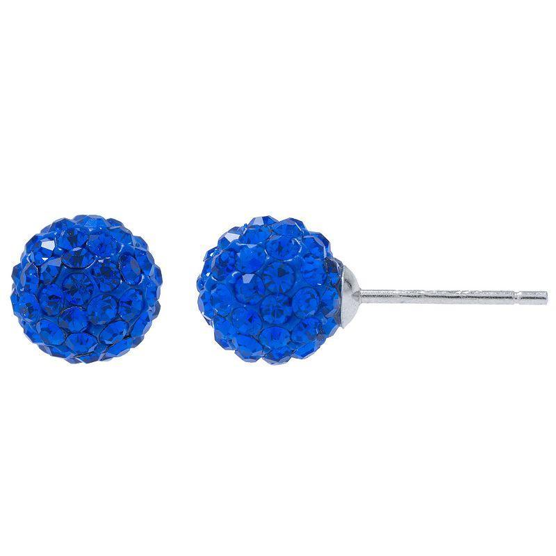 Main and Sterling Sterling Silver Crystal Ball Stud Earrings, Womens Blue Product Image