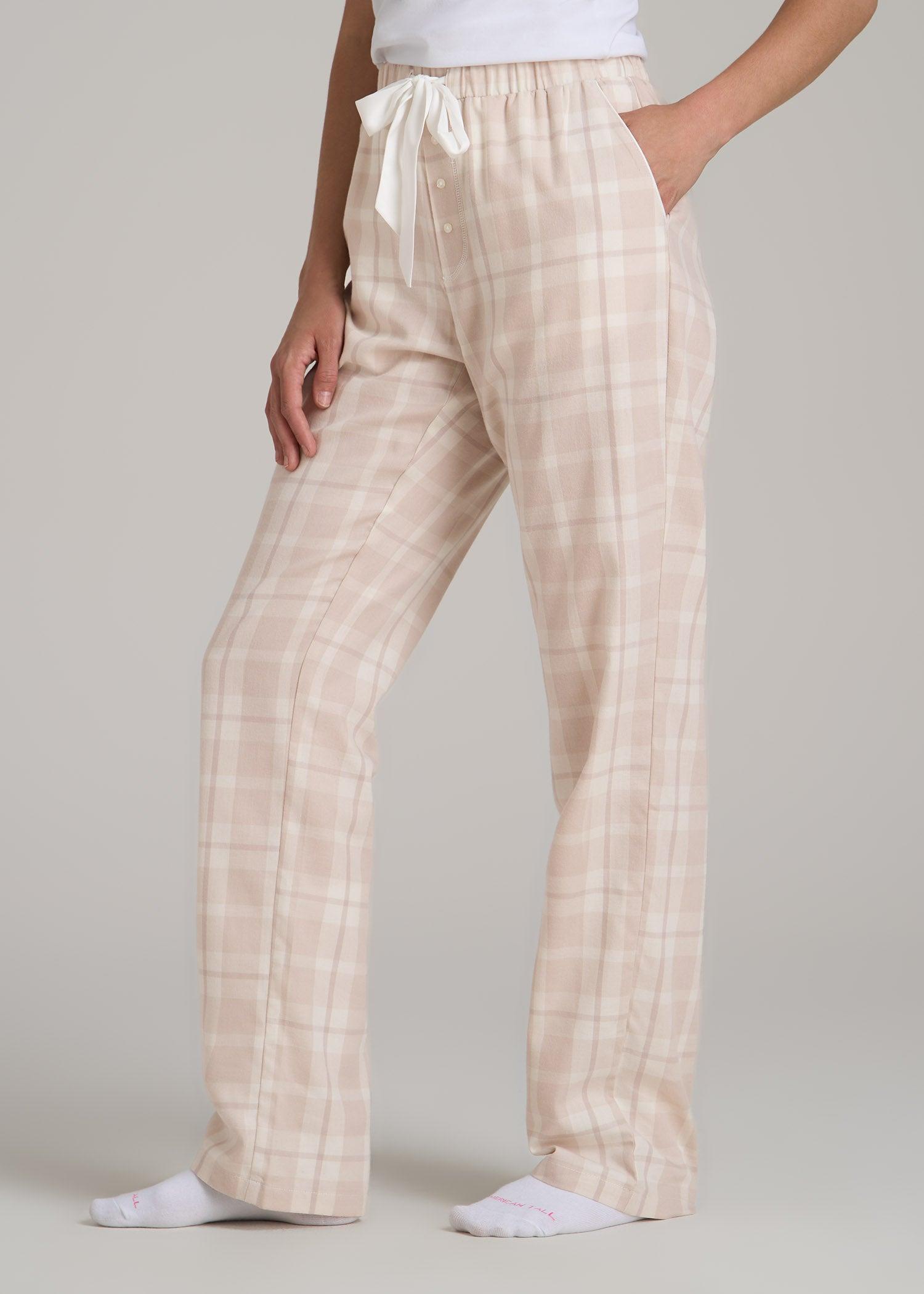 Open-Bottom Flannel Women's Tall Pajama Pants in Sandstorm Plaid Product Image