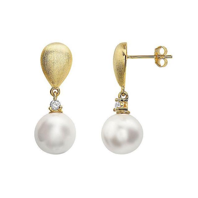 14k Gold Over Sterling Silver Freshwater Cultured Pearl Drop Earrings, Womens, Yellow Product Image