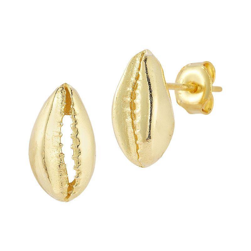 Sunkissed Sterling 14k Gold Over Silver Seashell Stud Earrings, Womens, Gold Tone Product Image