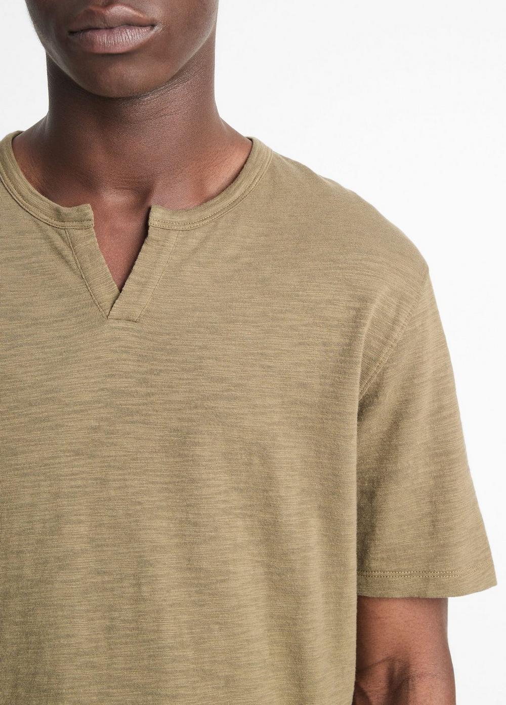 Slub Cotton Split-Neck T-Shirt Product Image