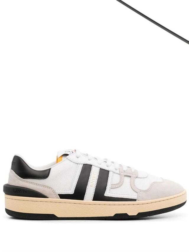 LANVIN Panelled Lace-up Sneakers In White Black Product Image