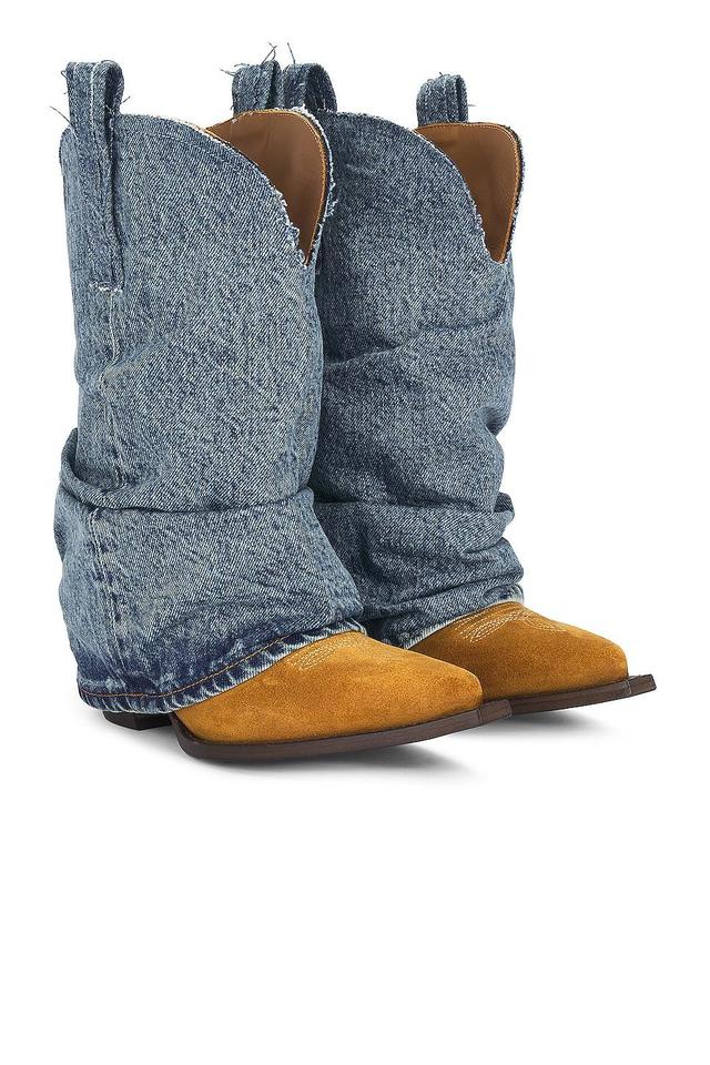 R13 Chunky Cowboy Boots in Blue Product Image