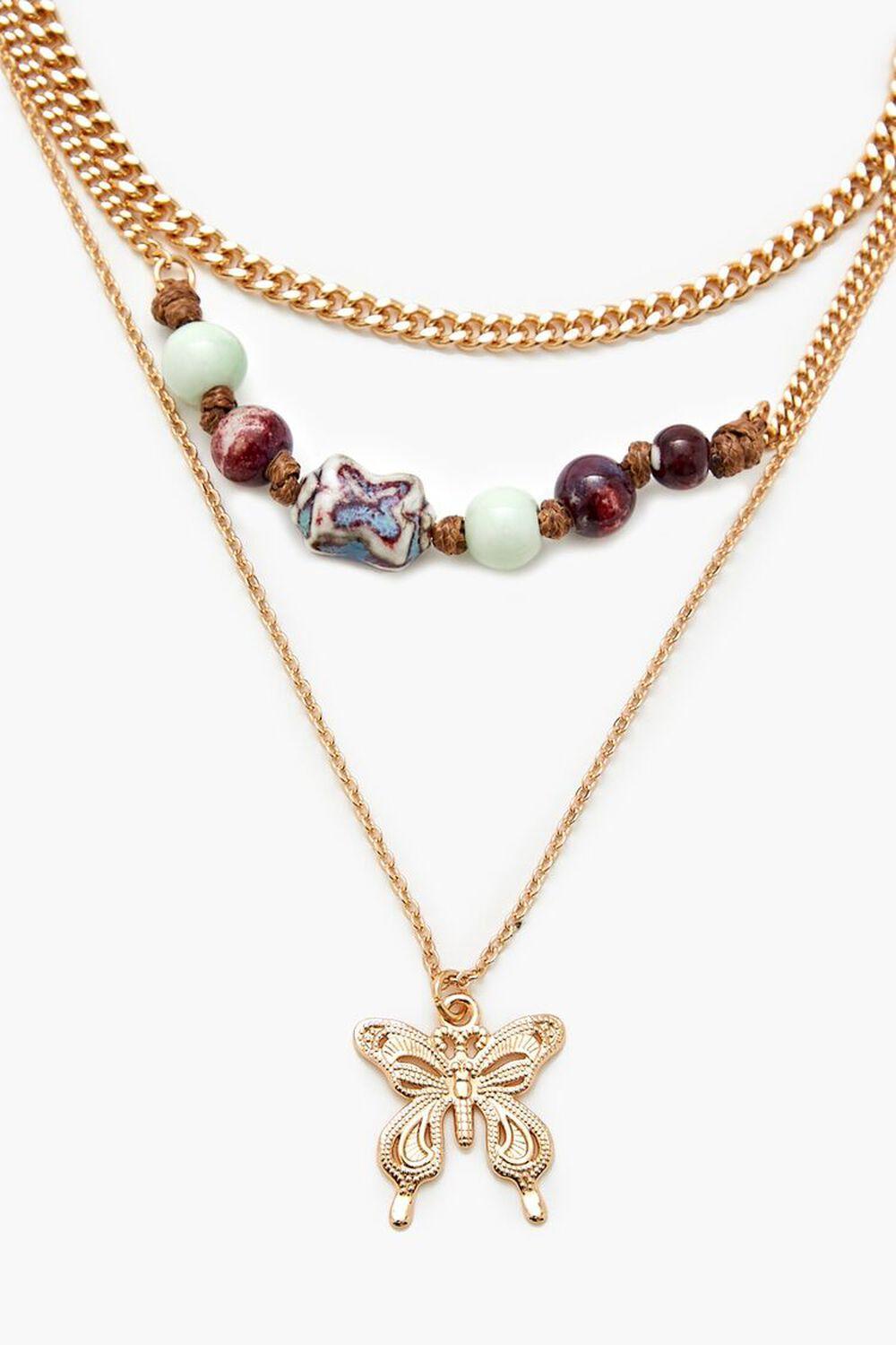 Beaded Butterfly Layered Necklace | Forever 21 Product Image