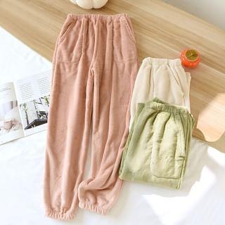 Plain Fleece Harem Pajama Pants Product Image