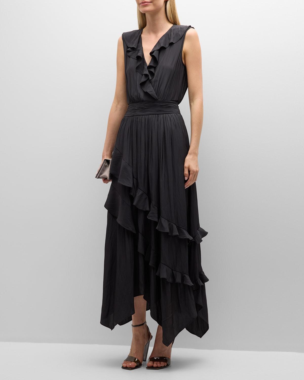 Hadlee Ruffled Sleeveless High-Low Maxi Dress Product Image