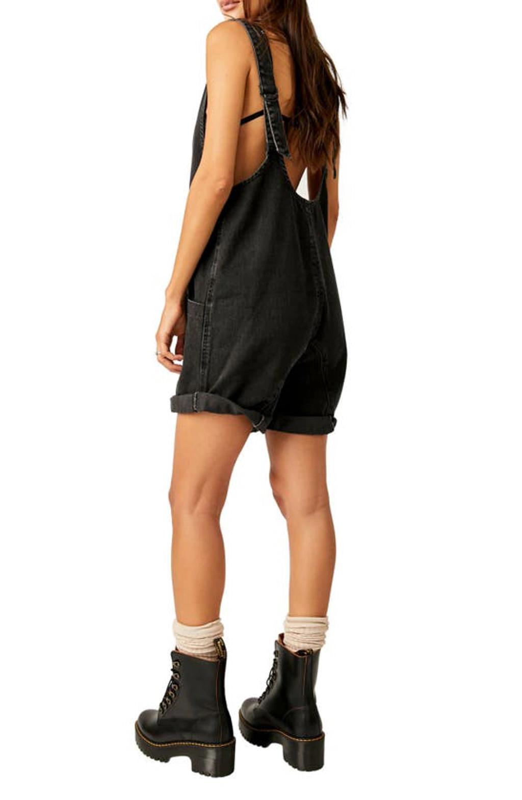 FREE PEOPLE High Roller Short Denim Overalls In True North Product Image