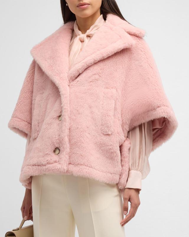 Aleggio Pink Teddy Wool-Blend Cape Product Image