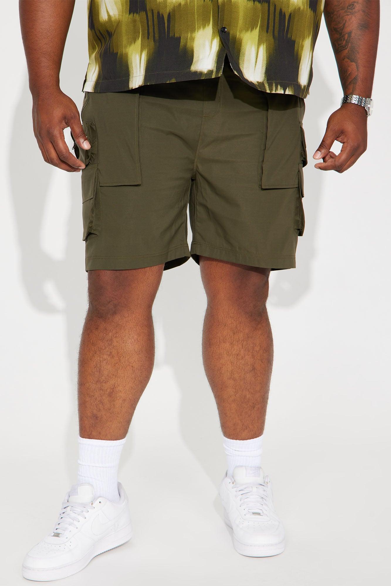 Catch Me Up On Nylon Cargo Shorts - Olive Product Image