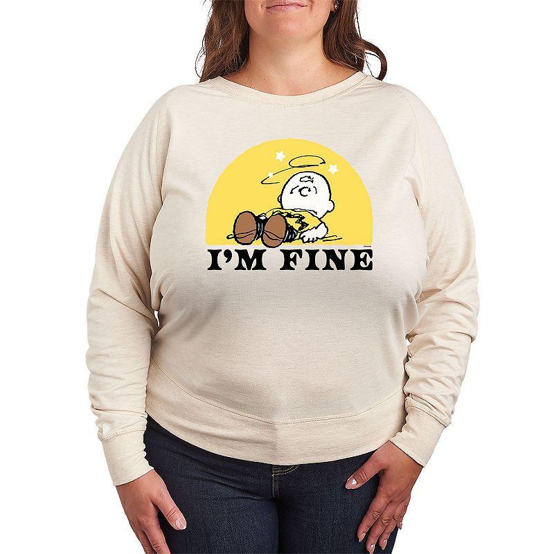 Plus Size Peanuts Charlie Brown Im Fine Lightweight French Terry Sweatshirt, Girls product image