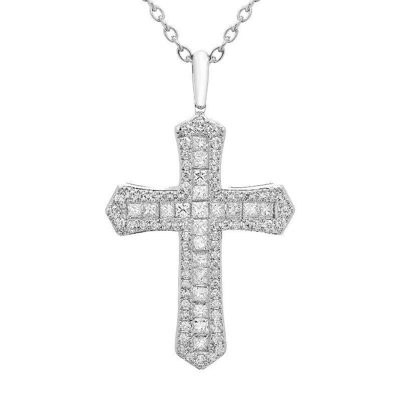 The Regal Collection 14k Gold 1 Carat T.W. Certified Diamond Passion Cross Pendant Necklace, Womens 14k White Gold Product Image