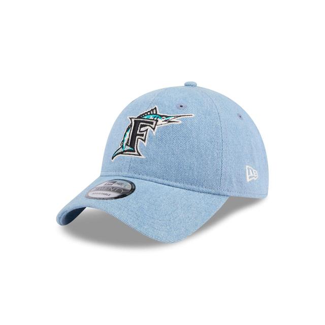 Miami Marlins Washed Denim 9TWENTY Adjustable Hat Male Product Image