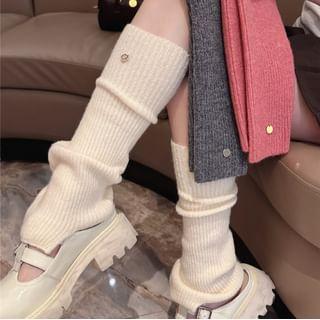 Plain Ribbed Knit Leg Warmers Product Image