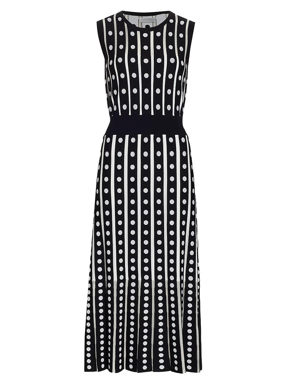 The Ari Striped Polka Dot Midi Sweater Dress Product Image