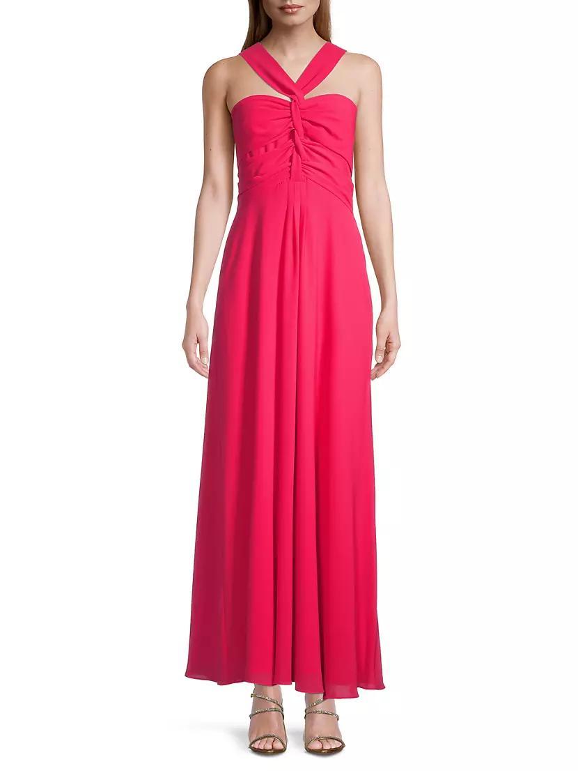 Georgette Twist Halter Gown Product Image