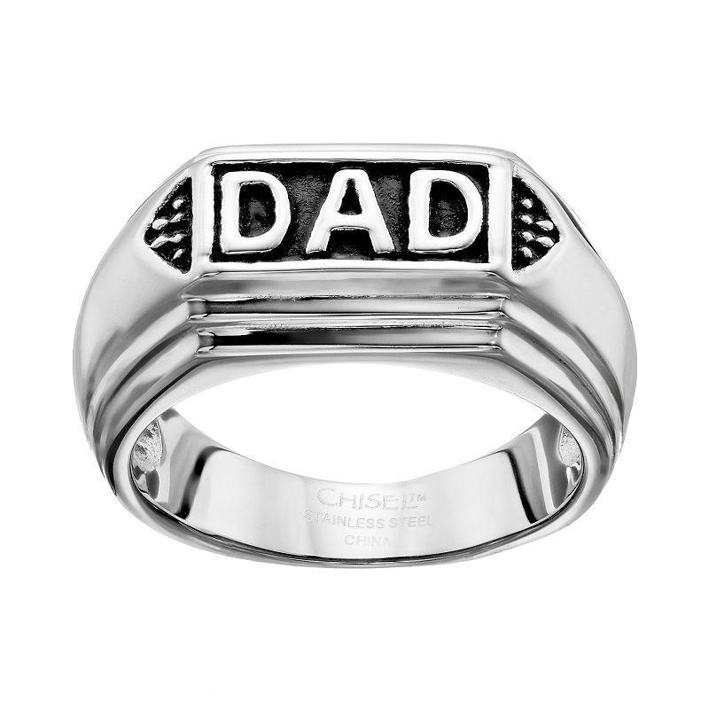 Stainless Steel Dad Ring - Men, Mens Grey Product Image