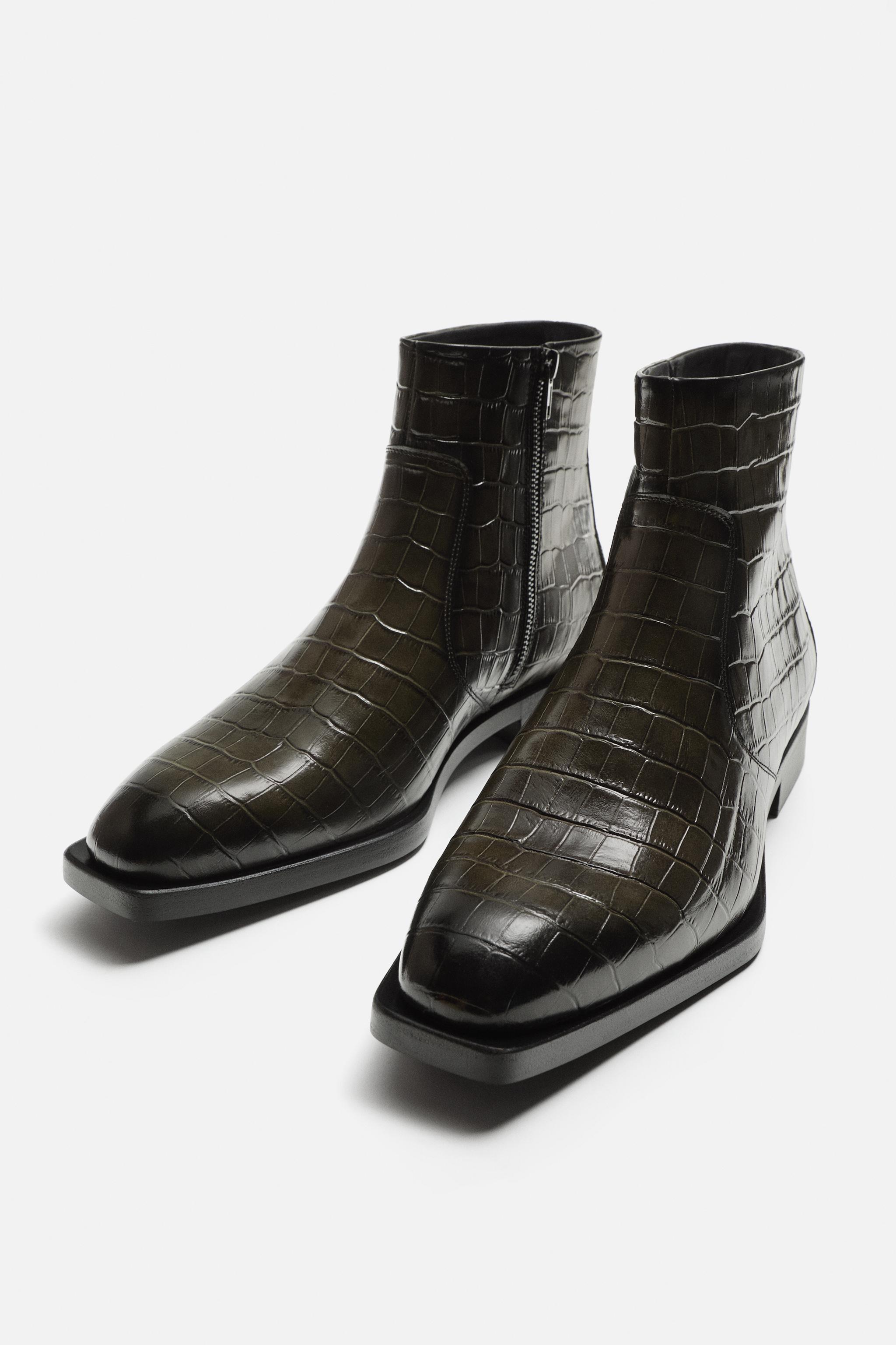 EMBOSSED LEATHER BOOTS Product Image