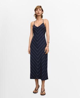 Mango Womens Striped Lyocell Dress Product Image