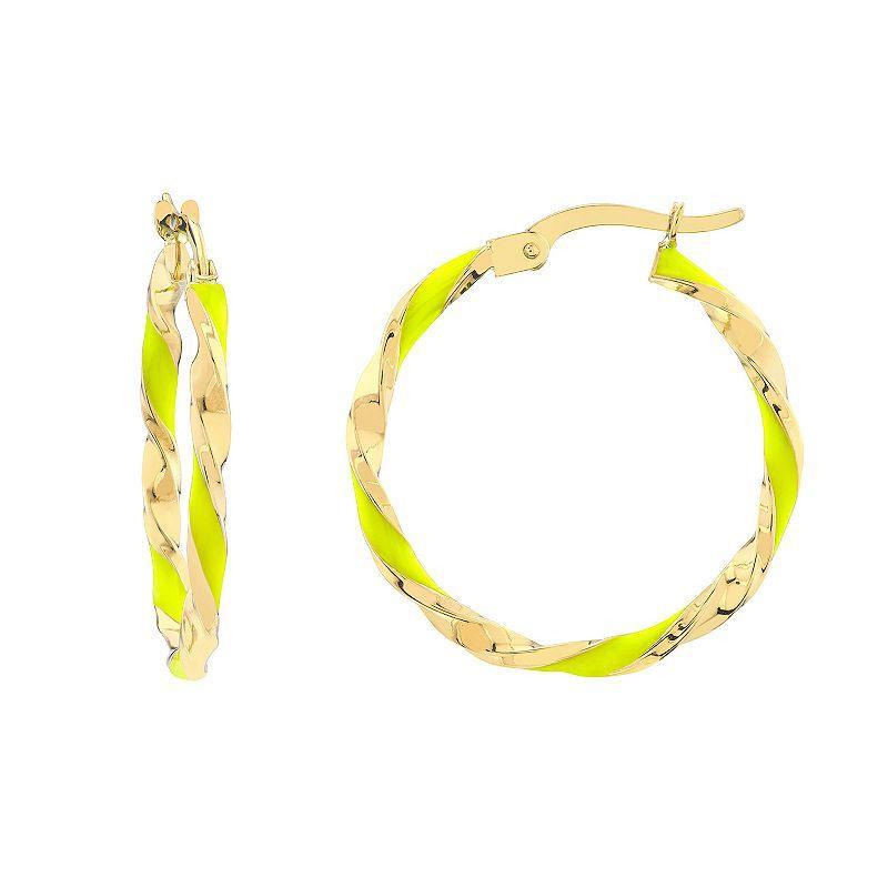 Color Romance 20 mm Enamel Twist Hoop Earrings, Womens, White Product Image