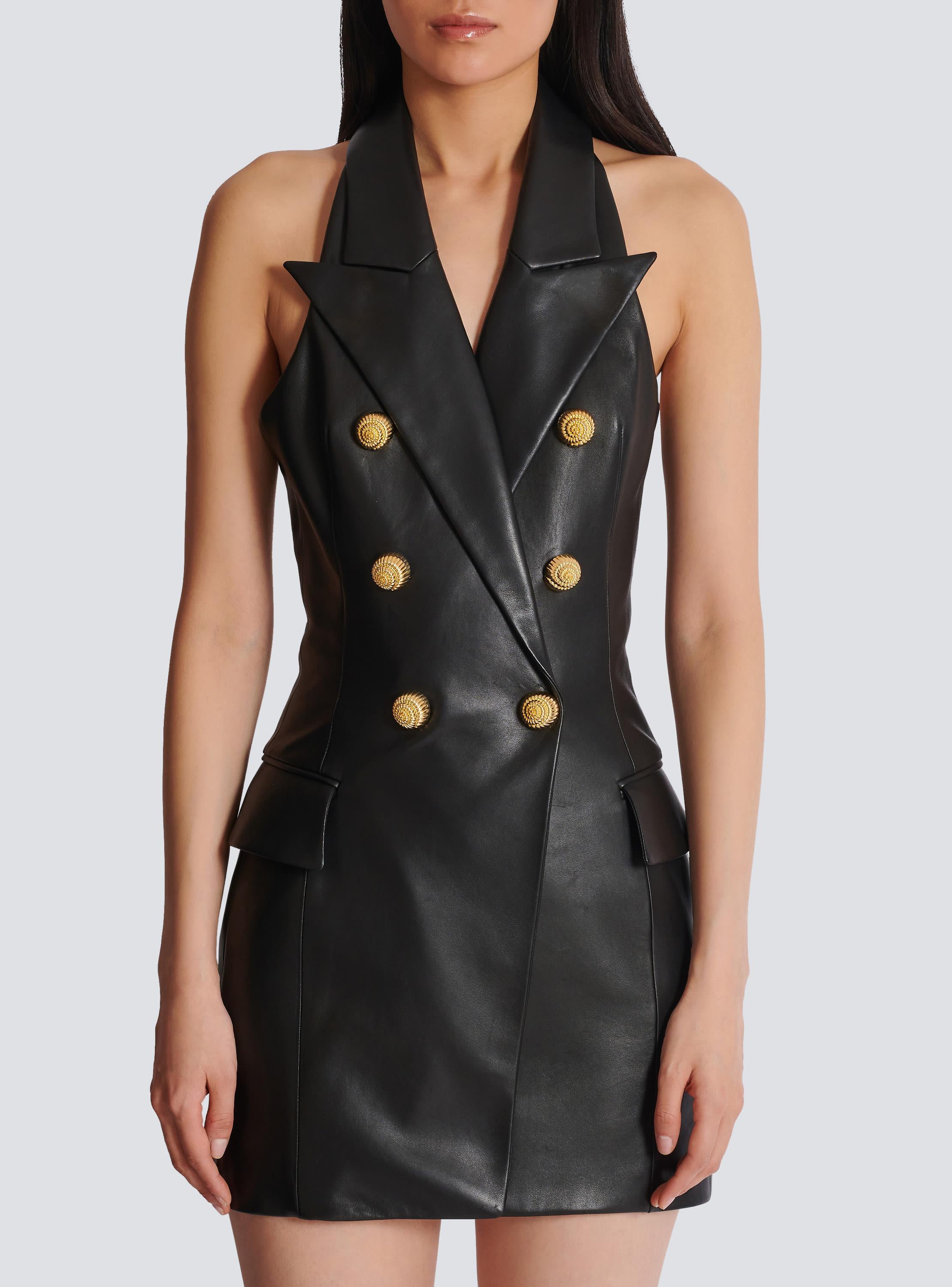 Lambskin leather halterneck dress Product Image