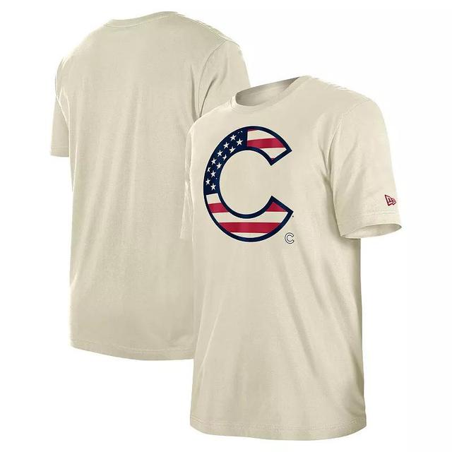 Mens New Era Cream Chicago Cubs 4th of July Flag Fill T-Shirt Product Image