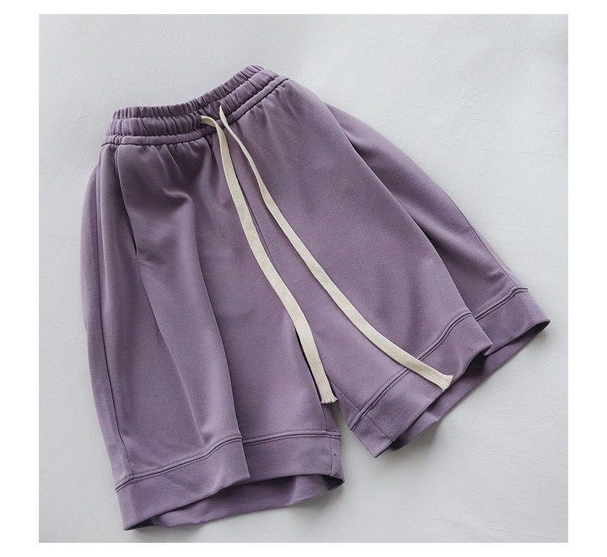 Drawstring Waist Plain Sweat Shorts Product Image