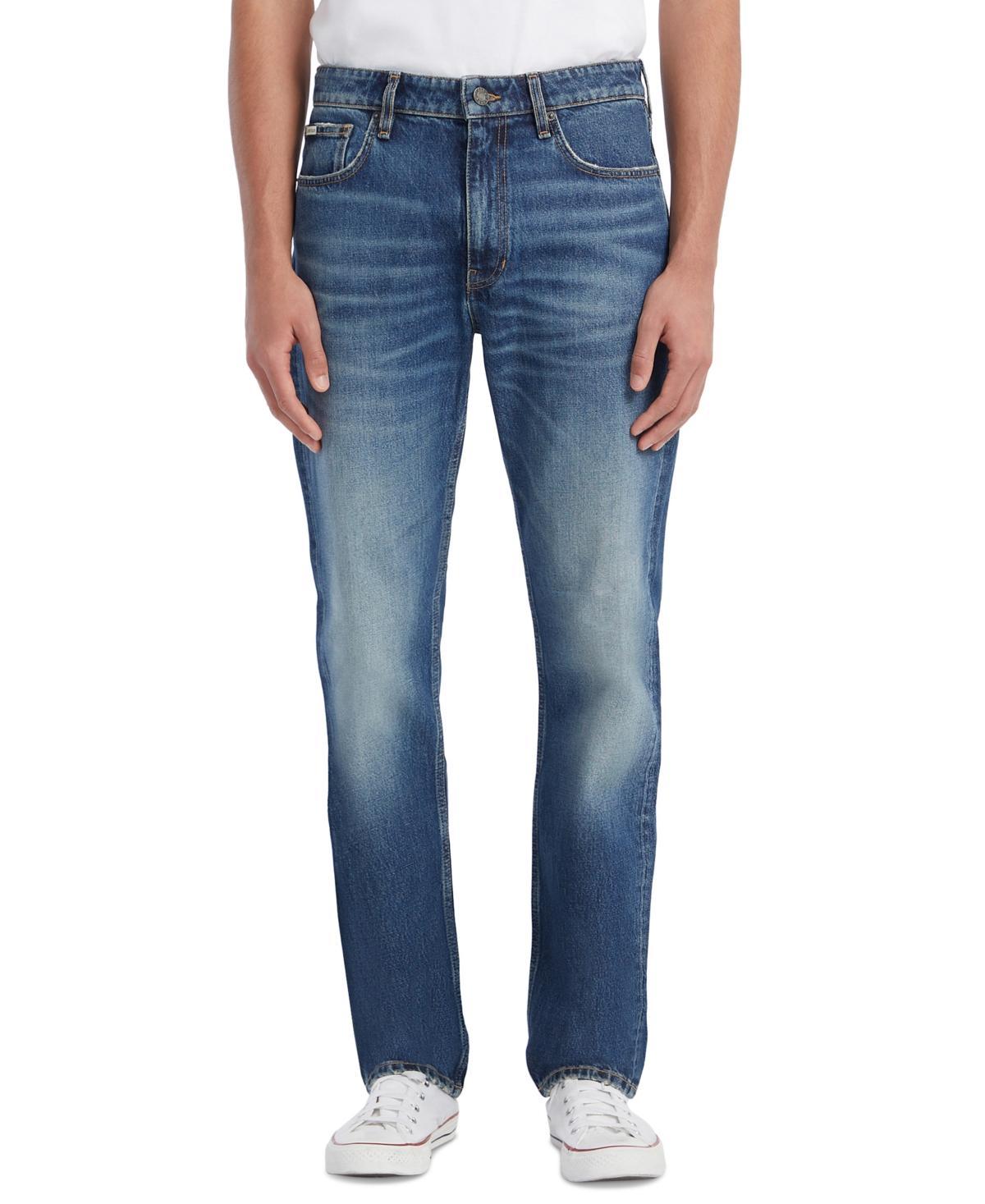 Guess Jeans Mens Straight-Fit Medium-Wash Jeans Product Image