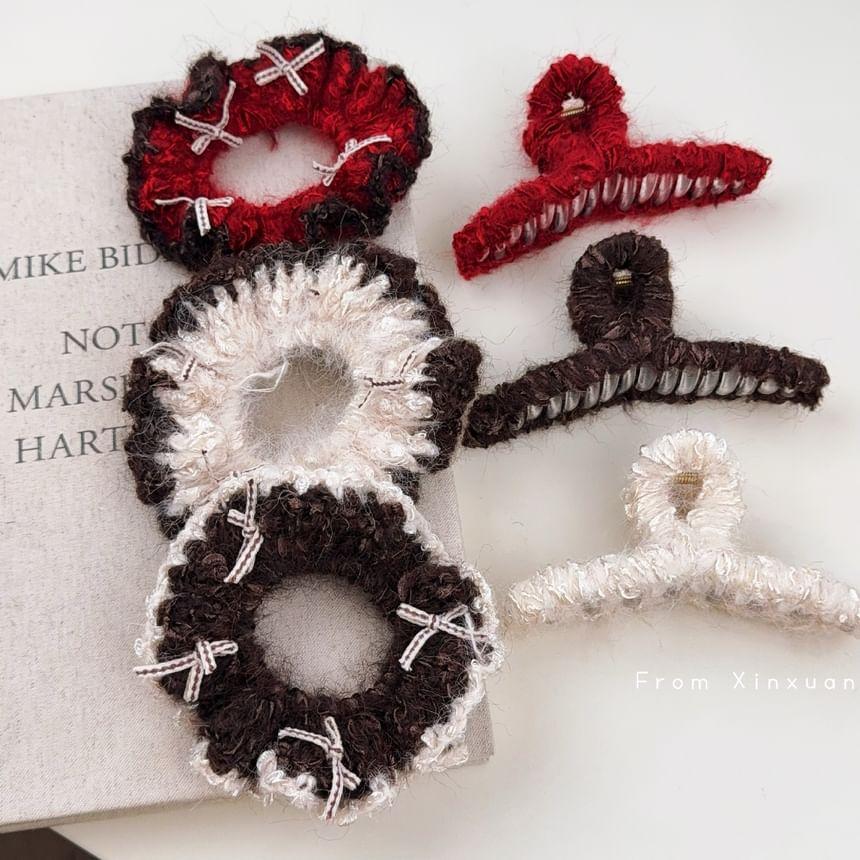 Bow Accent Crochet Knit Scrunchie / Hair Claw (Various Design) Product Image