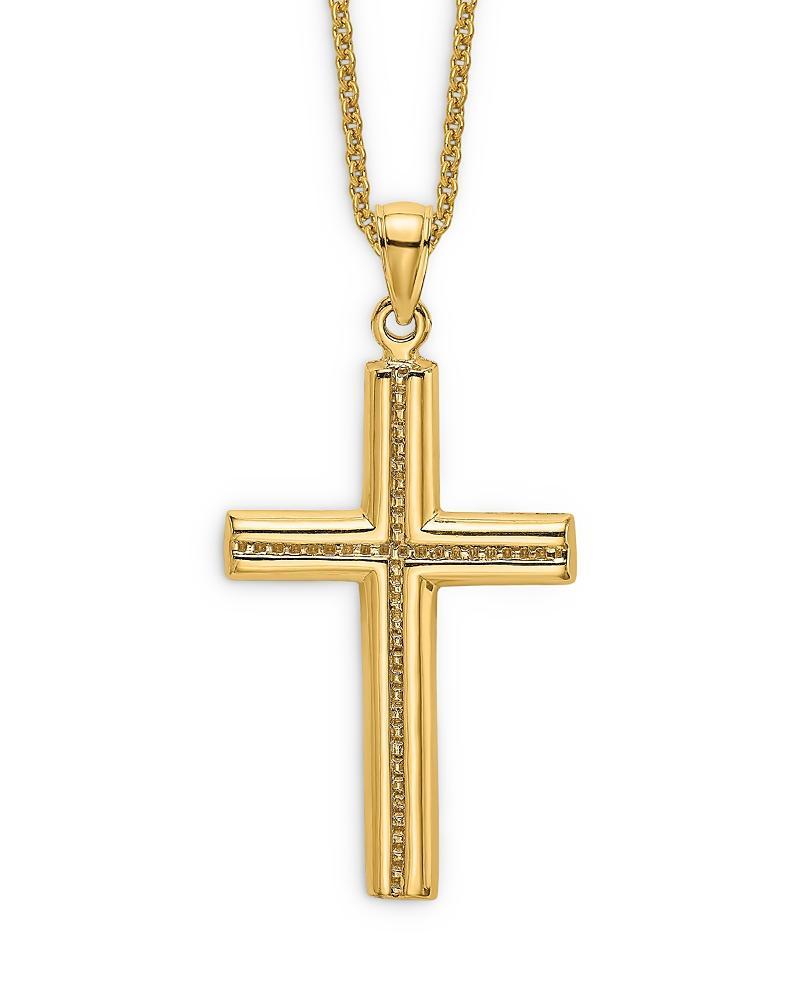 Bloomingdales Mens Beaded Cross Pendant Necklace in 14K Yellow Gold, 20 - 100% Exclusive Product Image