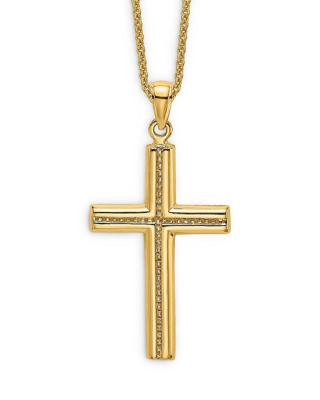 Bloomingdales Mens Beaded Cross Pendant Necklace in 14K Yellow Gold, 20 - 100% Exclusive Product Image