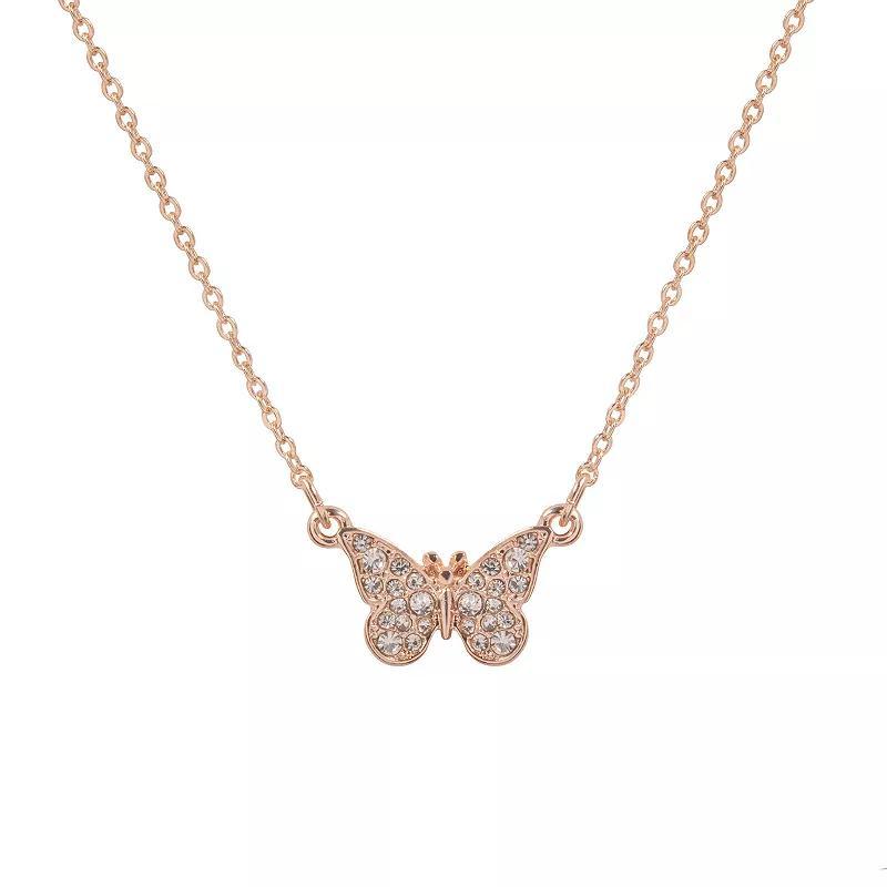 Emberly Pave Butterfly Pendant Necklace, Womens, Clear Product Image