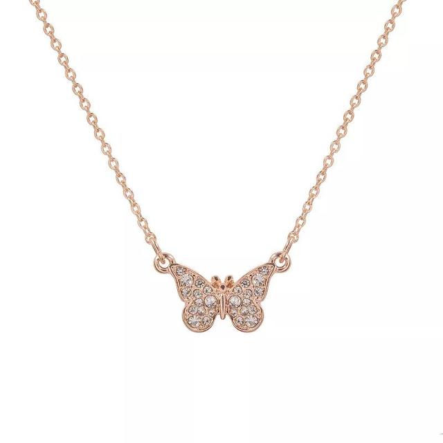 Emberly Pave Butterfly Pendant Necklace, Womens, Clear Product Image