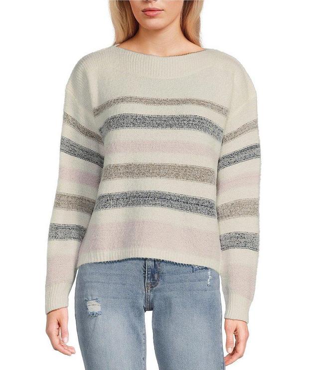 Takara Stripe Boat Neck Eyelash Sweater Product Image