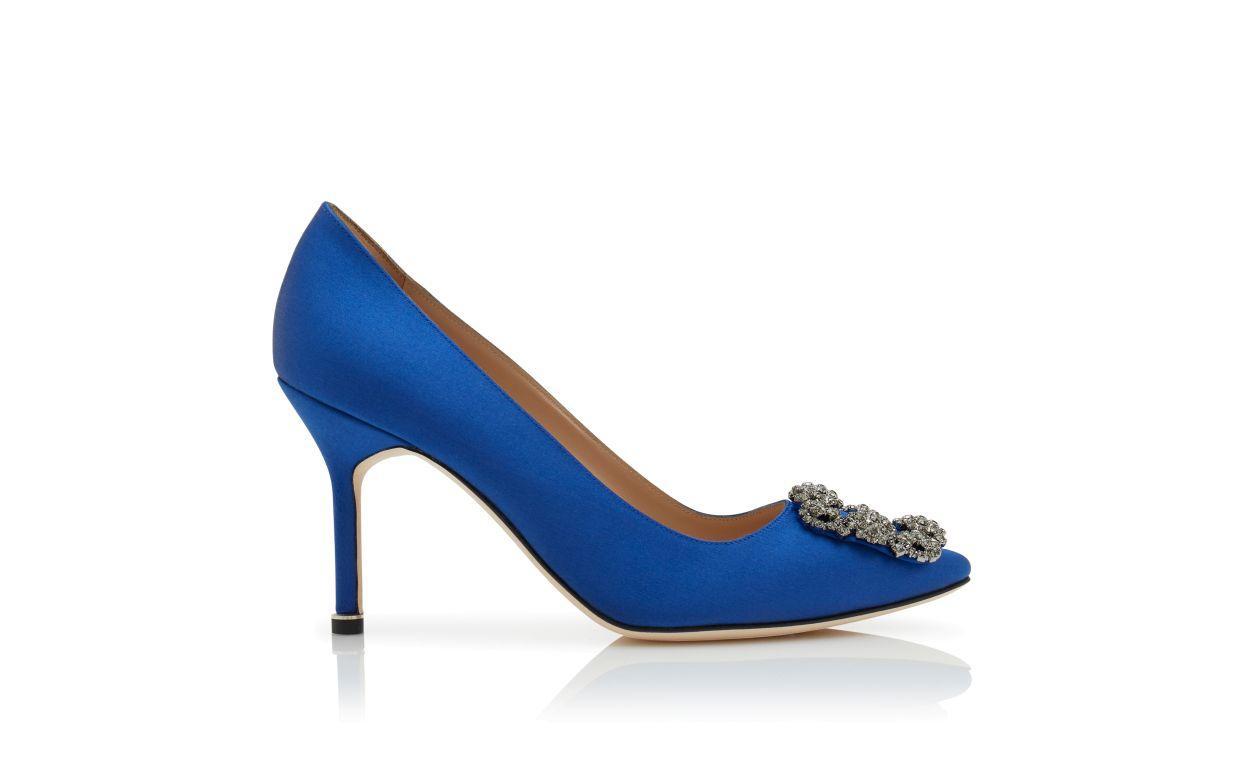 HANGISI 90 Blue Satin Jewel Buckle Pumps Product Image