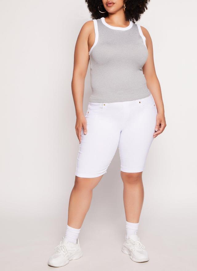 Womens Plus Size Three Faux Button Bermuda Shorts Product Image