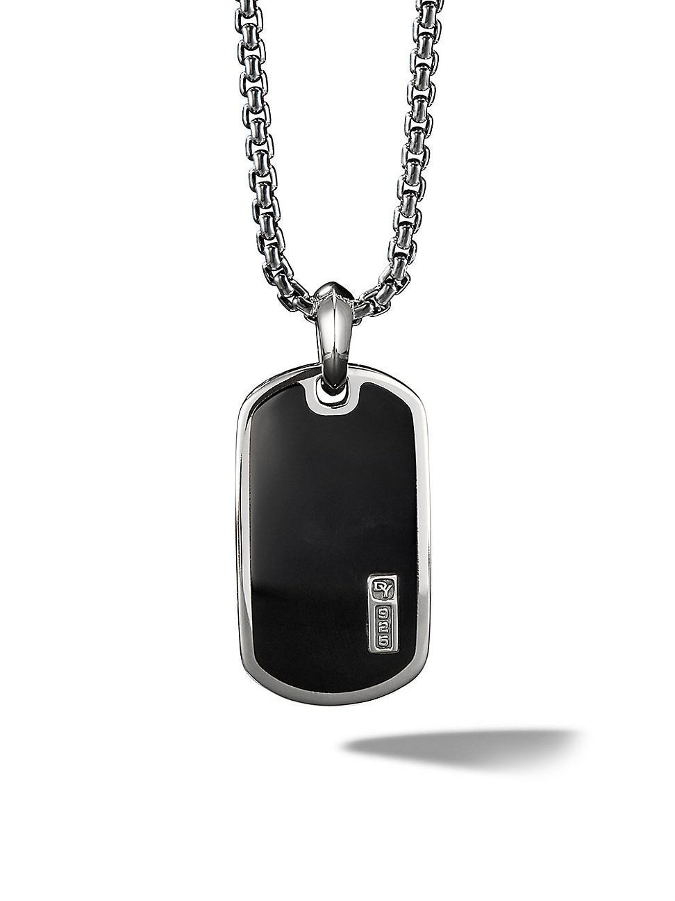 David Yurman Mens Streamline Beveled Tag in Sterling Silver with Black Onyx, 35mm Product Image