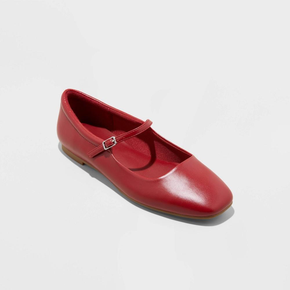 Womens Elsa Mary Jane Flats with Memory Foam Insole - Wild Fable Red 8 Product Image