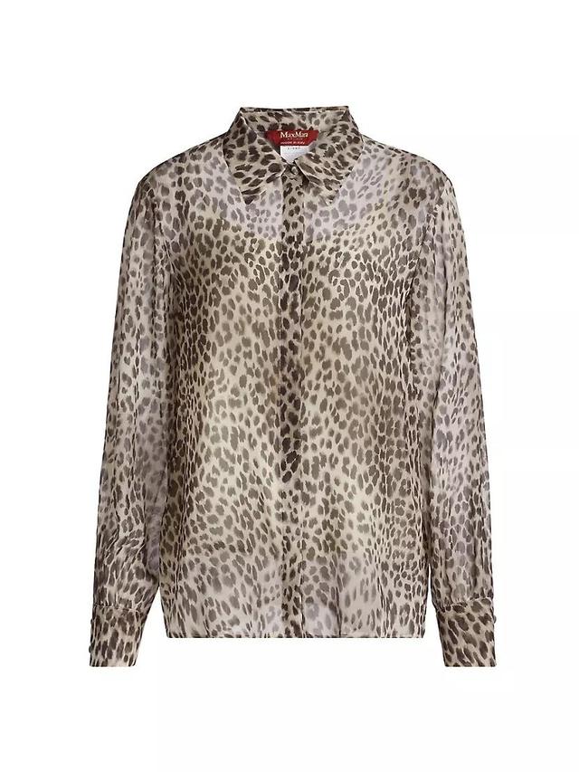 Valzer Leopard Silk Long-Sleeve Shirt Product Image