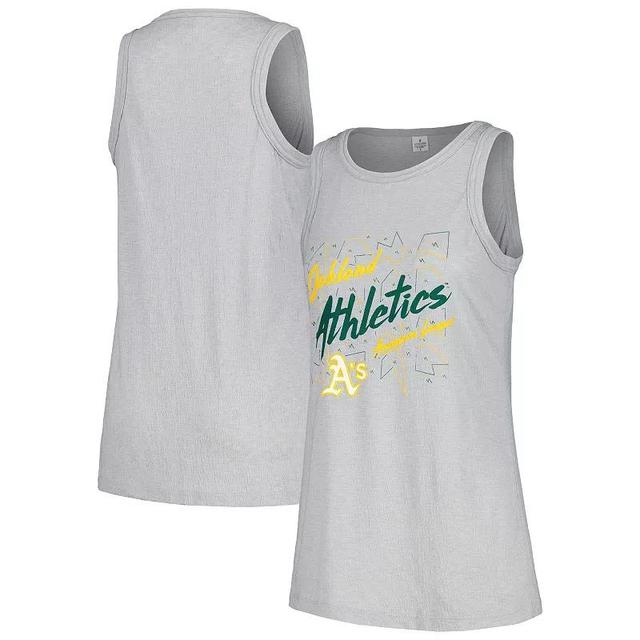 Womens Soft as a Grape Gray Oakland Athletics Gauze High Neck Tank Top Product Image