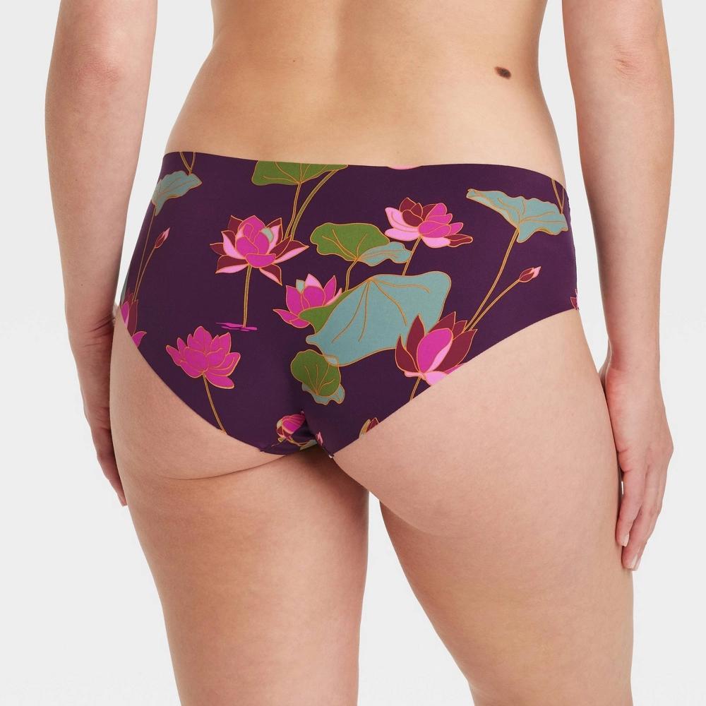 Womens Floral Print Invisible Edge Hipster Underwear - Auden Purple Waterlily Floral XL Product Image