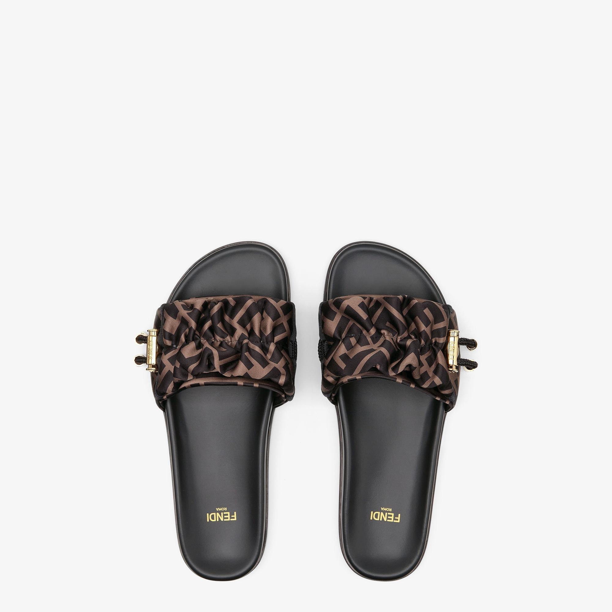 Fendi FeelBrown satin slides Product Image