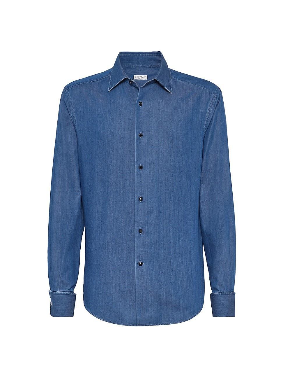 Mens Lightweight Denim Slim Fit Tuxedo Shirt Product Image