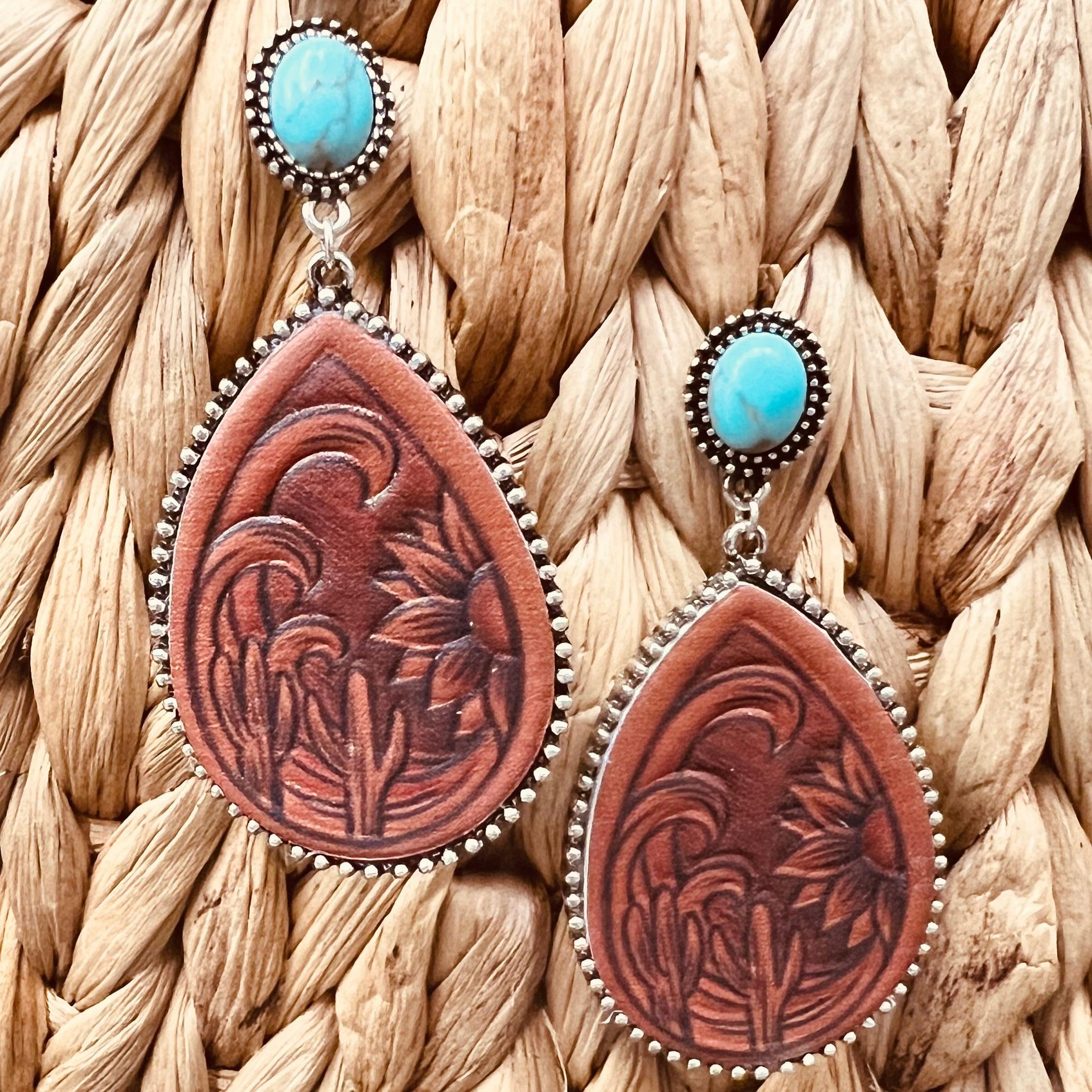 Leather Stamped Earrings Product Image