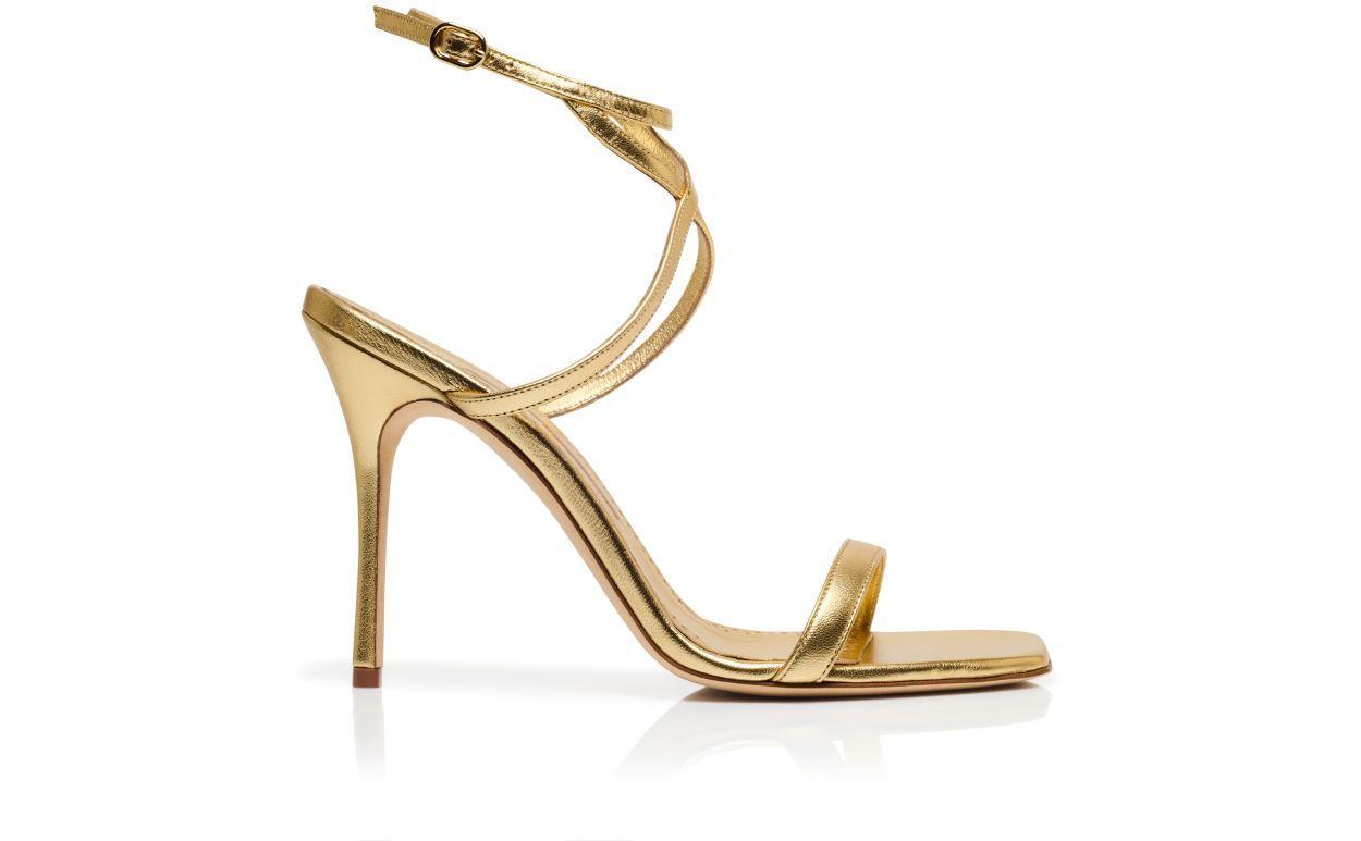 STRANIA Gold Nappa Leather Ankle Strap Sandals  Product Image