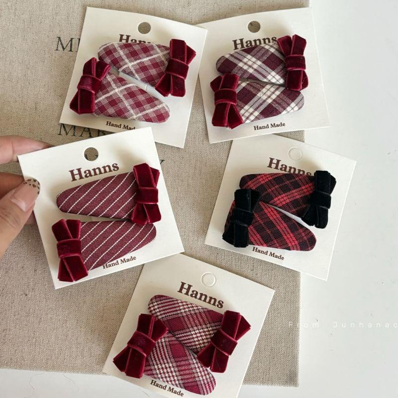 Set of 2: Ribbon Fabric Hair Clip (Various Designs) Product Image